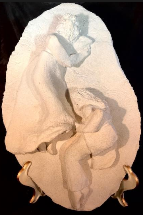 Ruth and Boaz Biblical Sculpture hand painted in sandstone